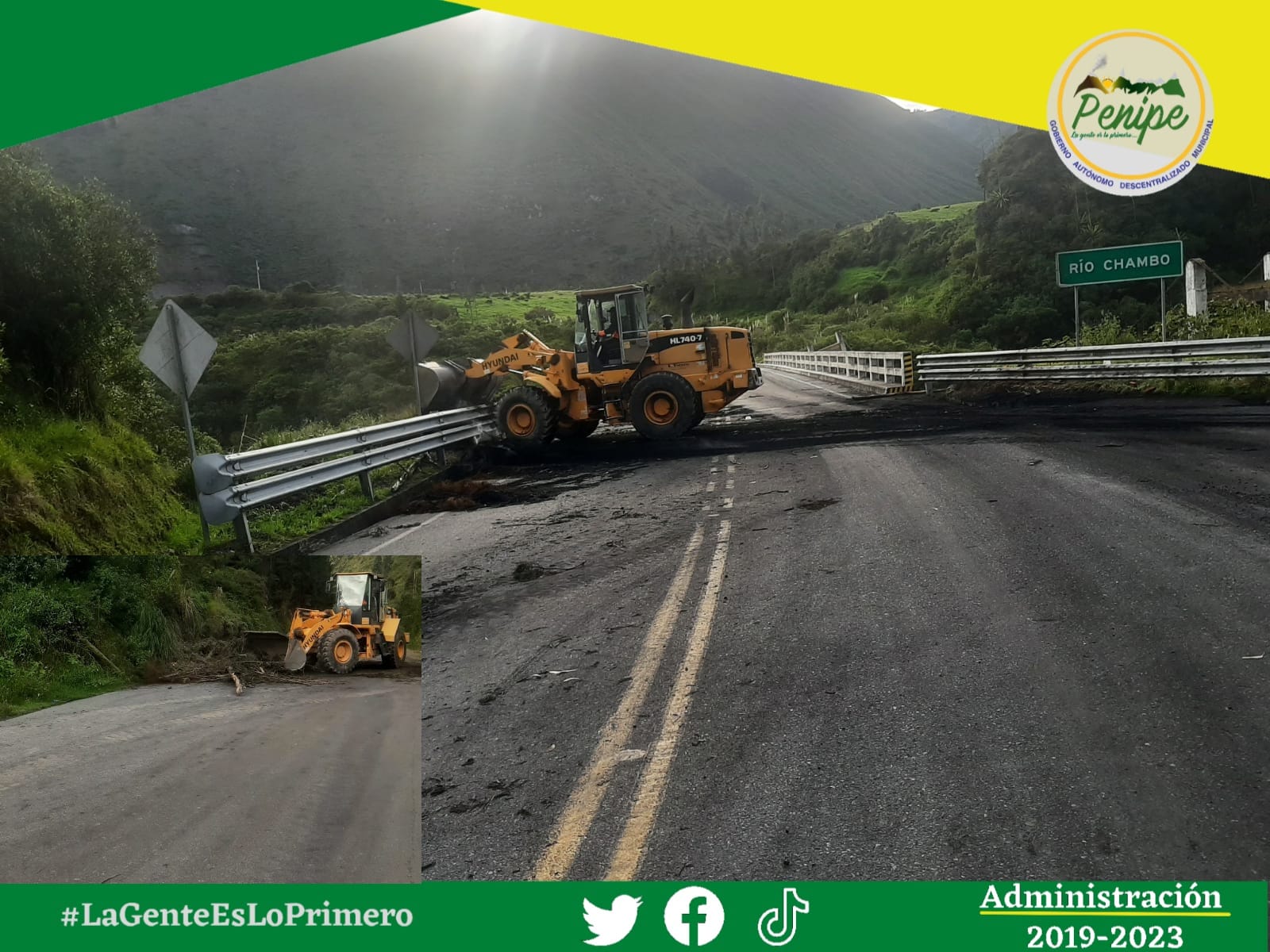 Municipio de Penipe realiza trabajos en la vía