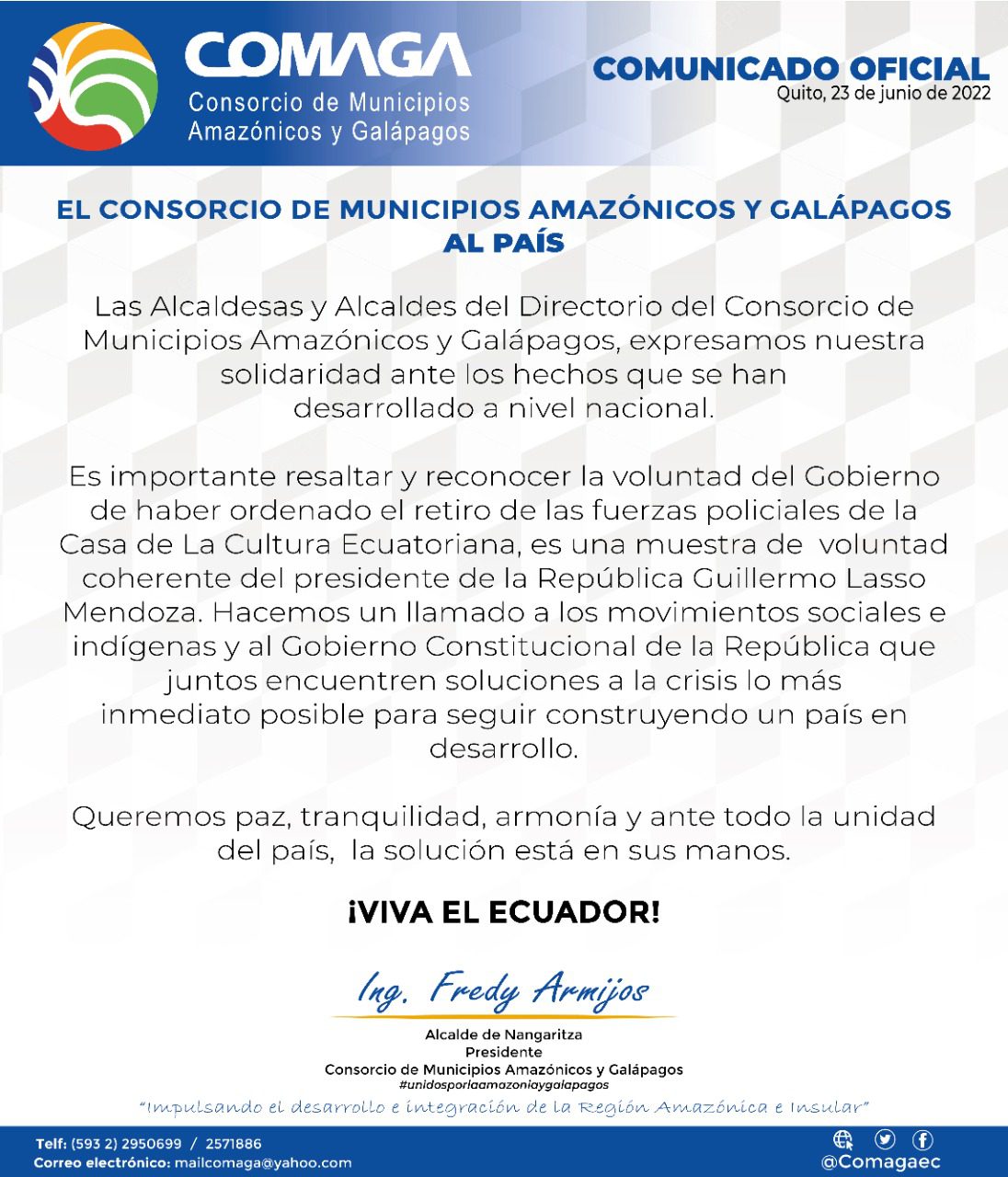 COMUNICADO OFICIAL DEL COMAGA