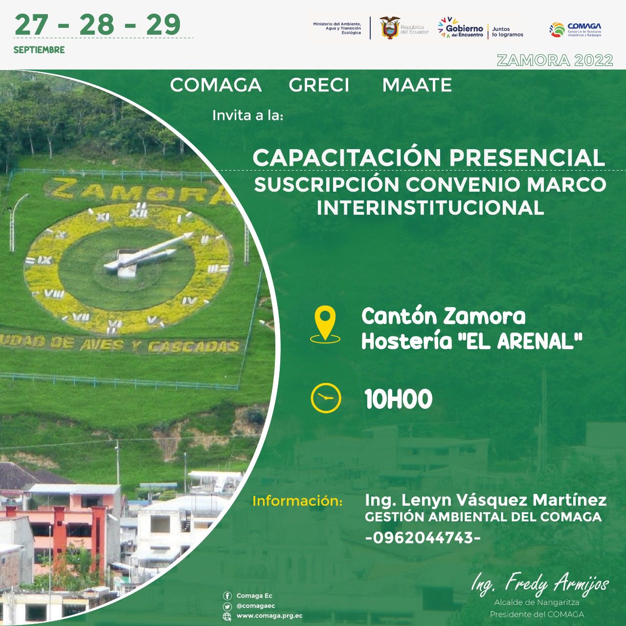 Zamora: COMAGA y el Ministerio de Ambiente, Agua y Transición Ecológica suscribirán convenio de cooperación interinstitucional