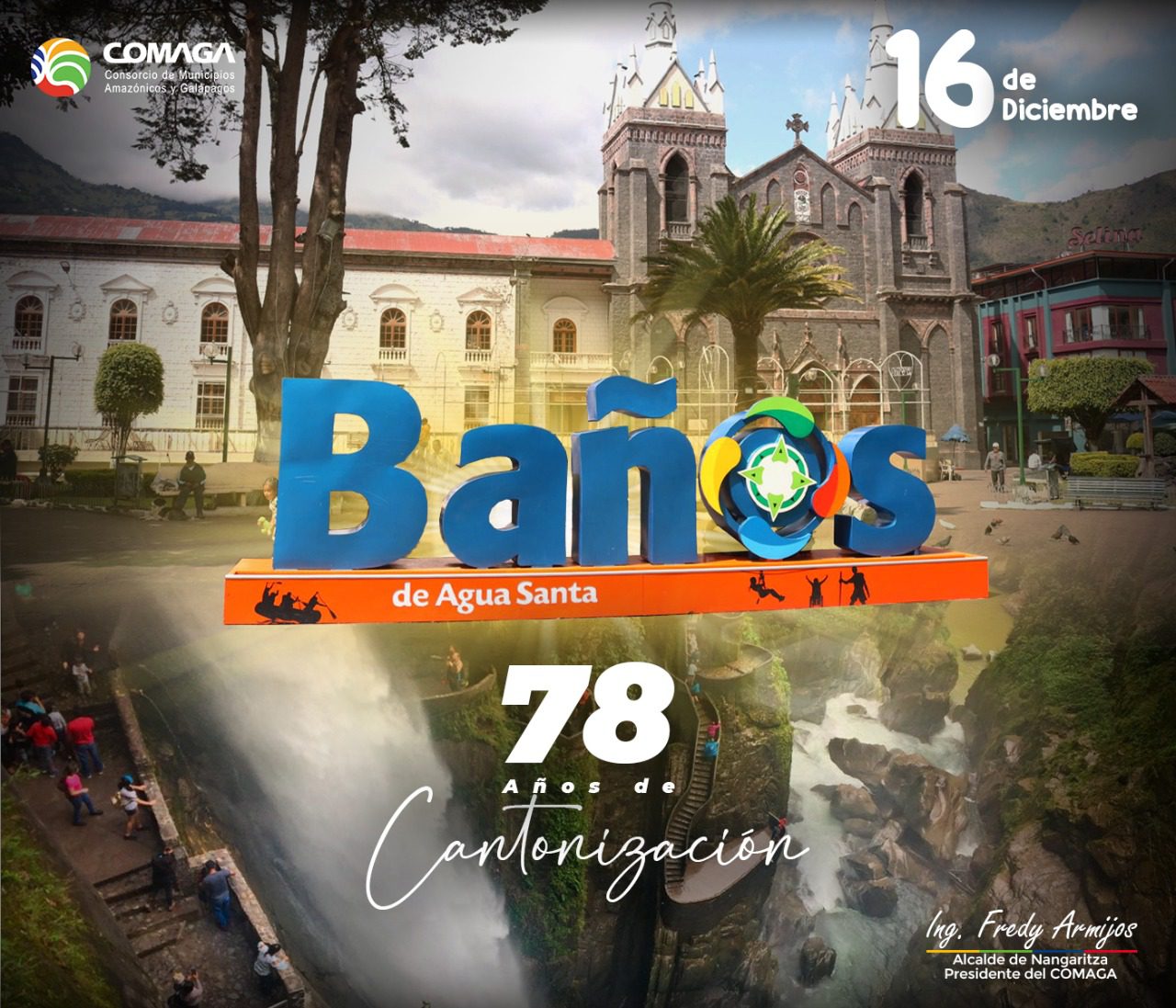 Baños de Agua Santa cumple un aniversario de cantonización