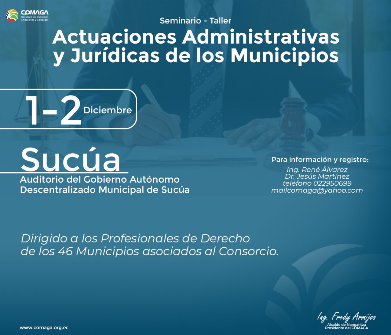 COMAGA  desarrolla  Seminario Taller  “Actuaciones Administrativas y Jurídicas de los Gobiernos Autónomos Descentralizados Municipales” 