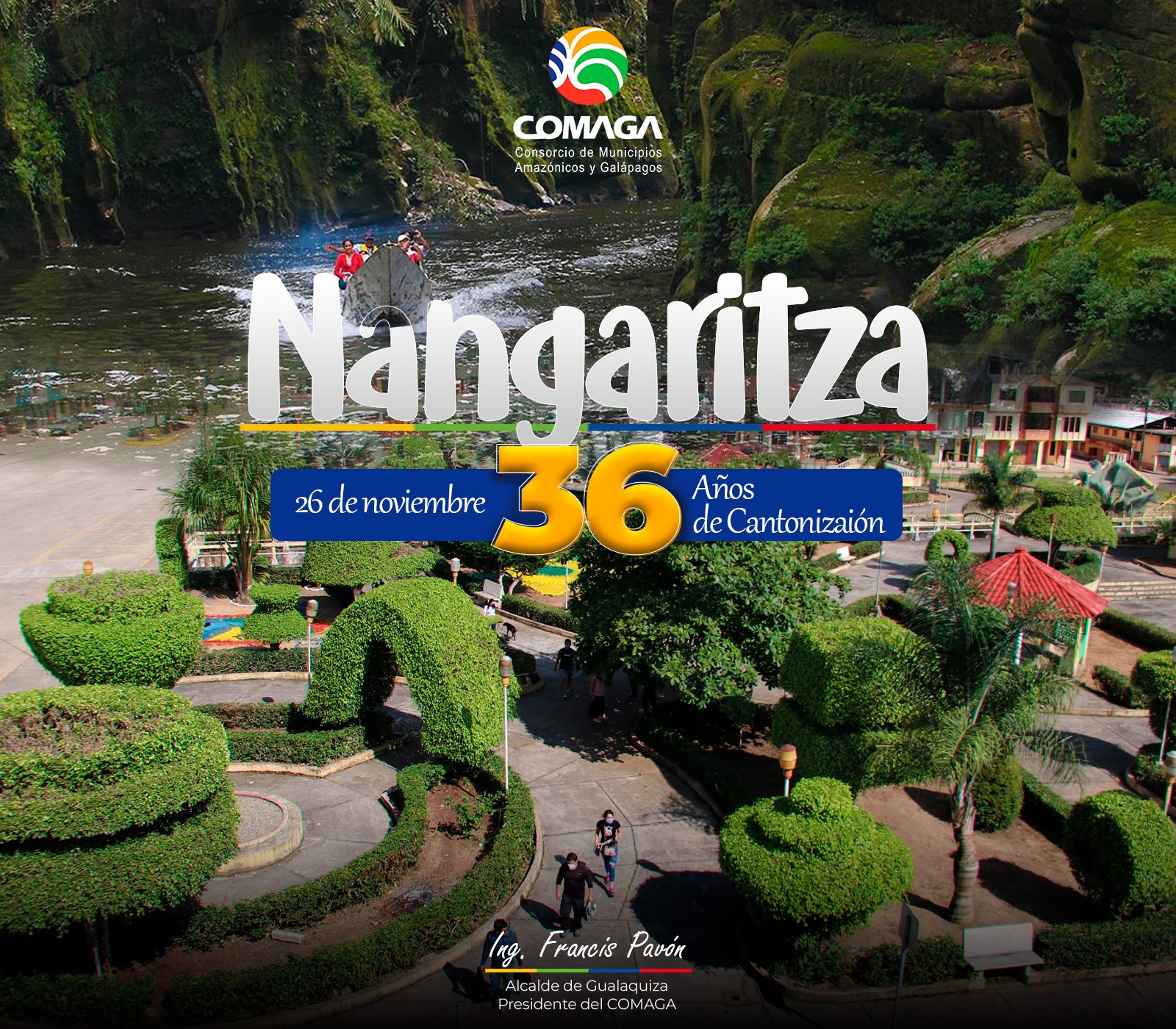 COMAGA saluda a Nangaritza en su aniversario de cantonización