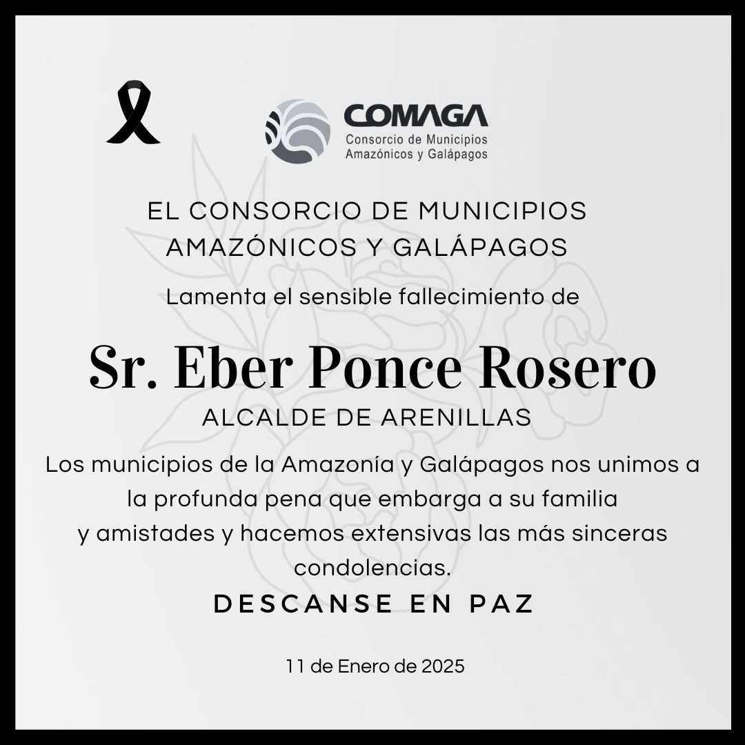 El COMAGA lamenta el fallecimiento del Alcalde de Arenillas