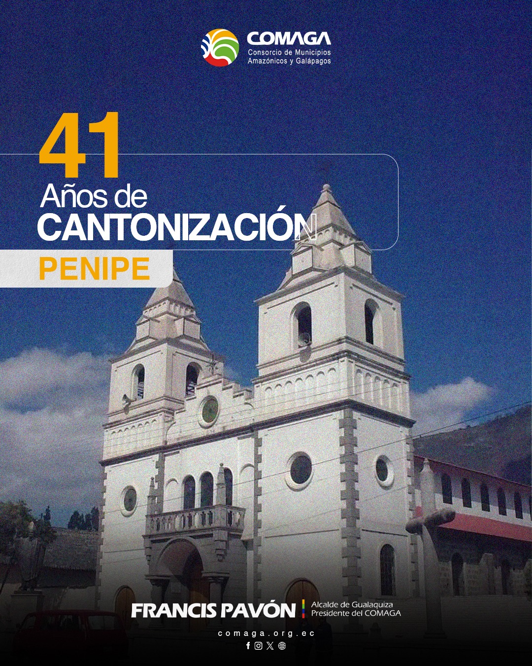 El COMAGA rinde homenaje a Penipe al celebrar sus 41 años de cantonización