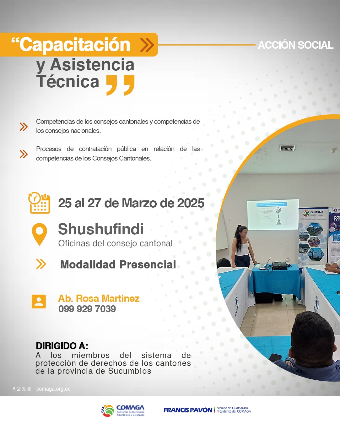 Capacitación y asistencia técnica en Shushufindi